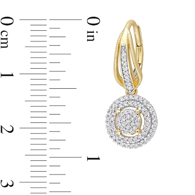 0.48 CT. T.W. Multi-Diamond Double Frame Drop Earrings in 10K Gold