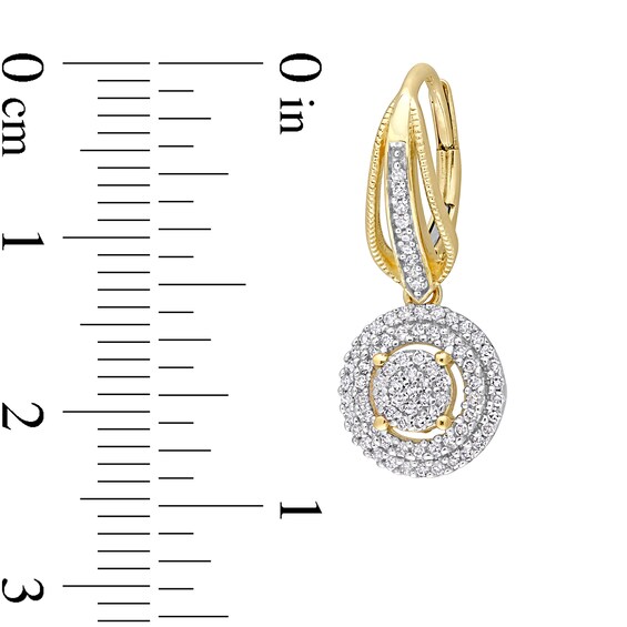 0.48 CT. T.W. Multi-Diamond Double Frame Drop Earrings in 10K Gold