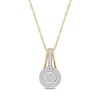 0.24 CT. T.W. Multi-Diamond Double Frame Drop Pendant in 10K Gold - 17"