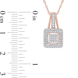 0.24 CT. T.W. Square-Shaped Multi-Diamond Double Frame Drop Pendant in 10K Rose Gold - 17"