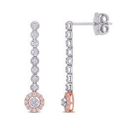 0.30 CT. T.W. Diamond Frame Vertical Chain Drop Earrings in 14K Two-Tone Gold