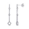 Thumbnail Image 1 of 0.15 CT. T.W. Diamond Square Station Vertical Drop Earrings in 10K White Gold