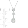 Thumbnail Image 3 of Pear-Shaped Lab-Created Opal and White Lab-Created Sapphire Frame Link Drop Pendant and Earrings Set in Sterling Silver