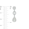 Thumbnail Image 4 of Pear-Shaped Lab-Created Opal and White Lab-Created Sapphire Frame Link Drop Pendant and Earrings Set in Sterling Silver