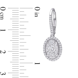 0.98 CT. T.W. Oval Multi-Diamond Frame Drop Earrings in 10K White Gold