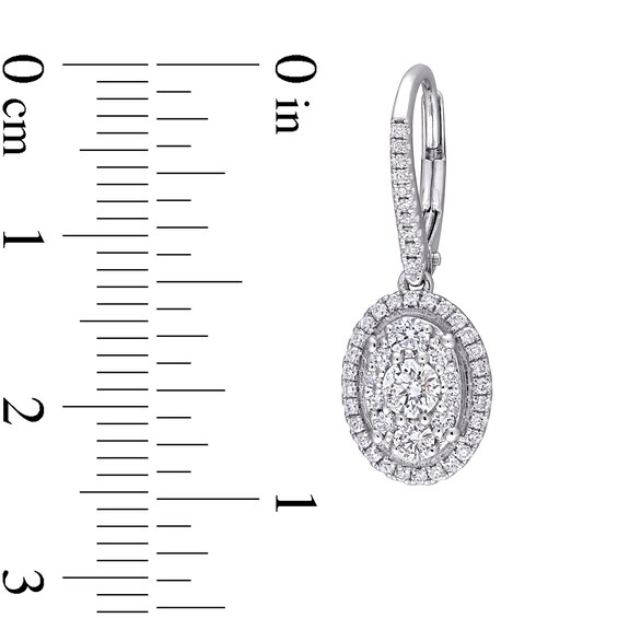 0.98 CT. T.W. Oval Multi-Diamond Frame Drop Earrings in 10K White Gold