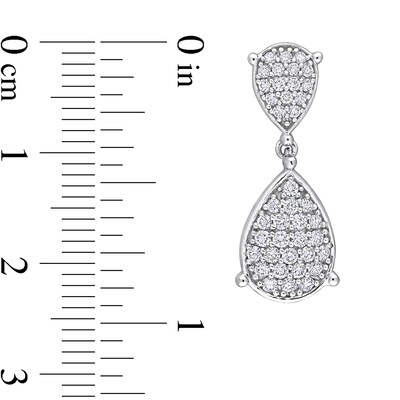 0.92 CT. T.W. Pear-Shaped Multi-Diamond Teardrop Earrings in 14K White Gold
