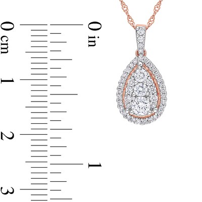 0.50 CT. T.W. Pear-Shaped Diamond Frame Teardrop Pendant in 14K Rose Gold - 17"