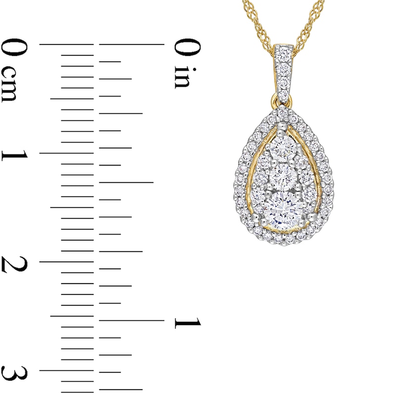 0.50 CT. T.W. Pear-Shaped Multi-Diamond Frame Teardrop Pendant in 14K Gold - 17"