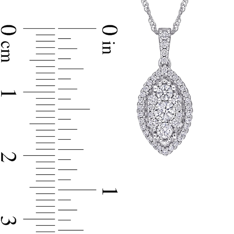 0.50 CT. T.W. Marquise Multi-Diamond Frame Pendant in 10K White Gold - 17"
