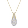 0.24 CT. T.W. Oval Multi-Diamond Double Frame Drop Pendant in 10K Gold - 17"