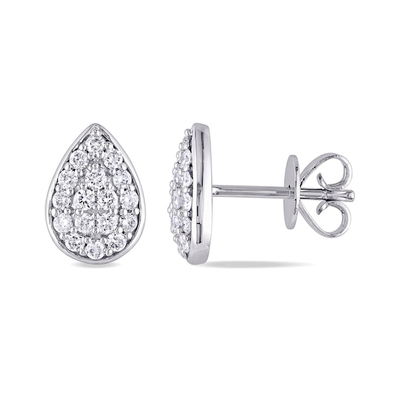 0.35 CT. T.W. Pear-Shaped Multi-Diamond Stud Earrings in 14K White Gold