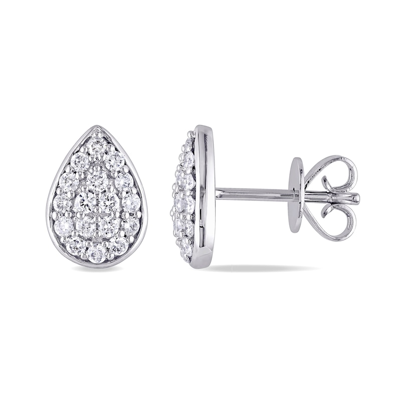 0.35 CT. T.W. Pear-Shaped Multi-Diamond Stud Earrings in 14K White Gold