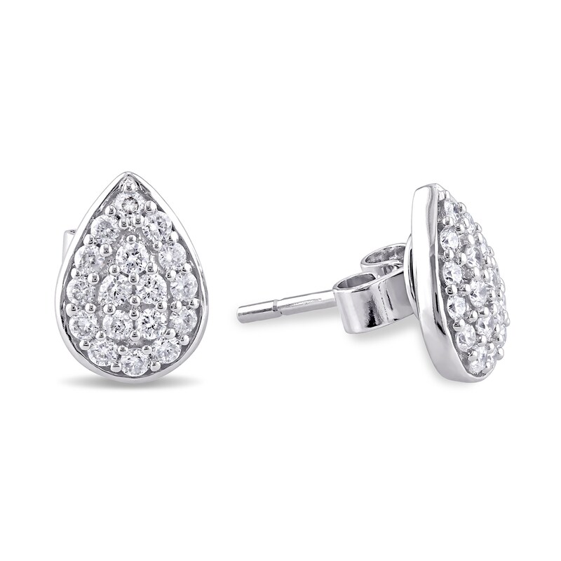 0.35 CT. T.W. Pear-Shaped Multi-Diamond Stud Earrings in 14K White Gold