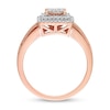 0.25 CT. T.W. Square-Shaped Multi-Diamond Double Frame Split Shank Ring in 10K Rose Gold