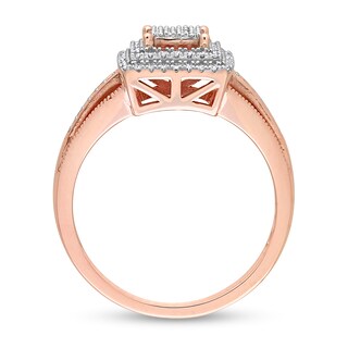 0.25 CT. T.W. Square-Shaped Multi-Diamond Double Frame Split Shank Ring in 10K Rose Gold