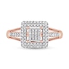 Thumbnail Image 4 of 0.25 CT. T.W. Square-Shaped Multi-Diamond Double Frame Split Shank Ring in 10K Rose Gold