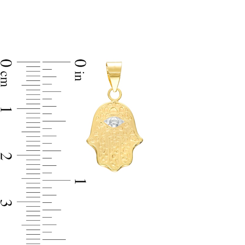Hamsa Necklace Charm in 10K Two-Tone Gold