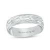 Thumbnail Image 1 of Men's 6.0mm Diamond-Cut Braided Milgrain Edge Comfort-Fit Engravable Wedding Band in 14K White Gold (1 Line)