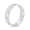 Thumbnail Image 3 of Men's 6.0mm Diamond-Cut Braided Milgrain Edge Comfort-Fit Engravable Wedding Band in 14K White Gold (1 Line)