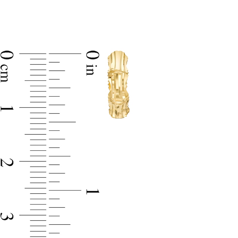 Diamond-Cut Bamboo Huggie Hoop Earrings in 10K Gold