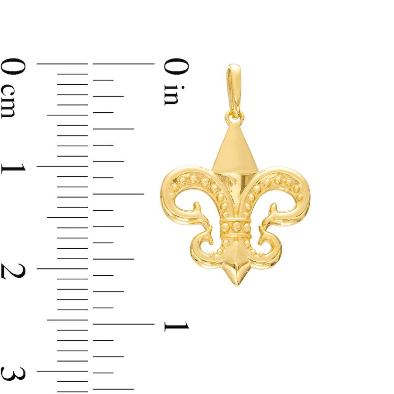 Main Image 2 of Textured Fleur-de-Lis Necklace Charm in 14K Gold
