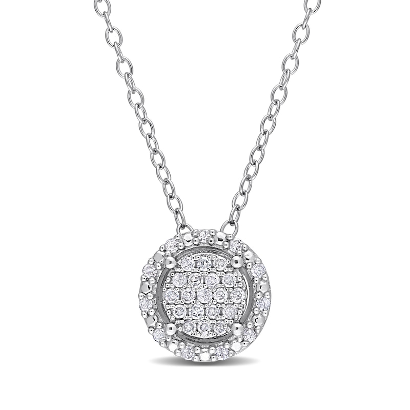 0.15 CT. T.W. Multi-Diamond Frame Pendant in Sterling Silver 