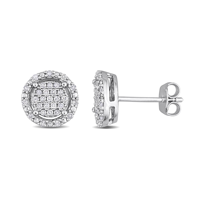 0.30 CT. T.W. Multi-Diamond Frame Stud Earrings in Sterling Silver|Peoples Jewellers