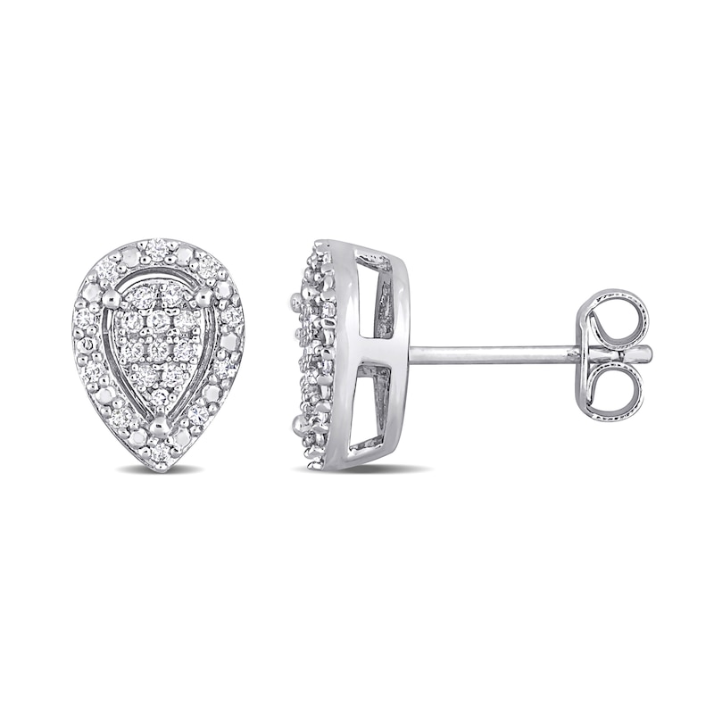 0.20 CT. T.W. Pear-Shaped Multi-Diamond Frame Stud Earrings in Sterling Silver