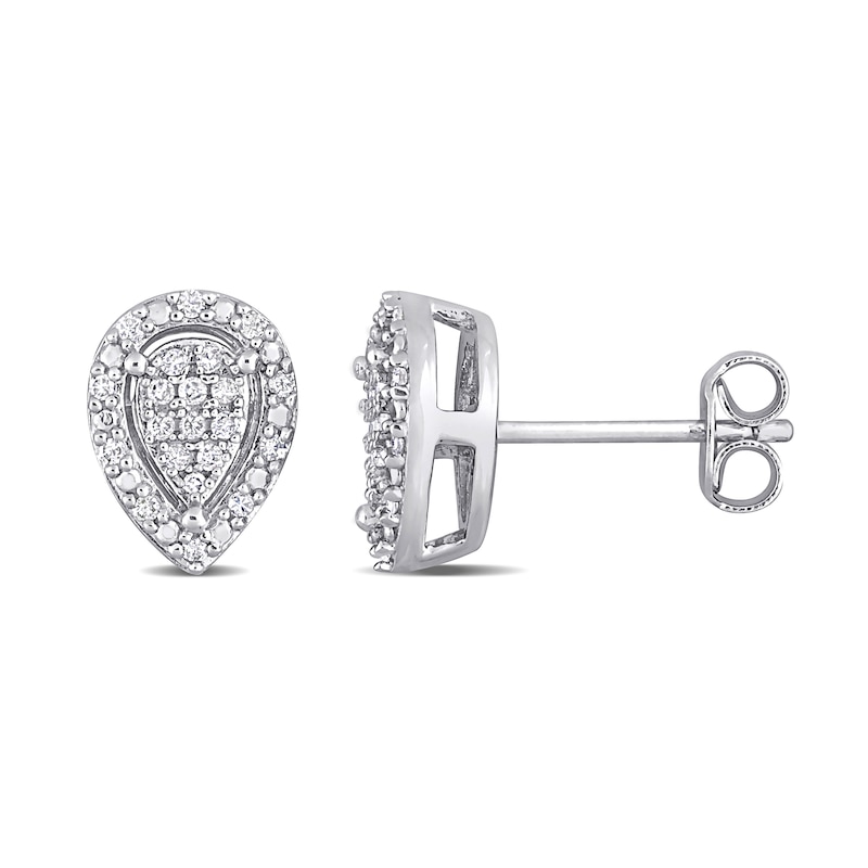 0.20 CT. T.W. Pear-Shaped Multi-Diamond Frame Stud Earrings in Sterling Silver|Peoples Jewellers