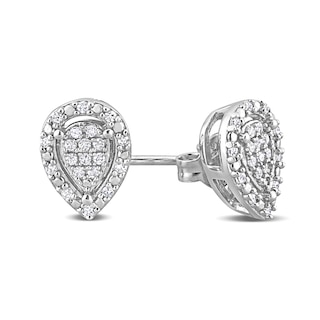 0.20 CT. T.W. Pear-Shaped Multi-Diamond Frame Stud Earrings in Sterling Silver