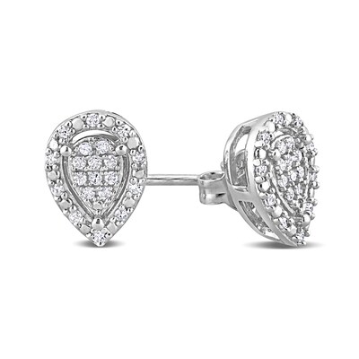 0.20 CT. T.W. Pear-Shaped Multi-Diamond Frame Stud Earrings in Sterling Silver