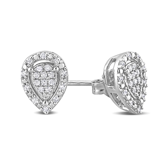 0.20 CT. T.W. Pear-Shaped Multi-Diamond Frame Stud Earrings in Sterling Silver