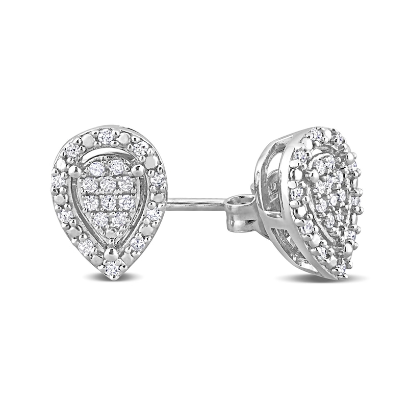 0.20 CT. T.W. Pear-Shaped Multi-Diamond Frame Stud Earrings in Sterling Silver