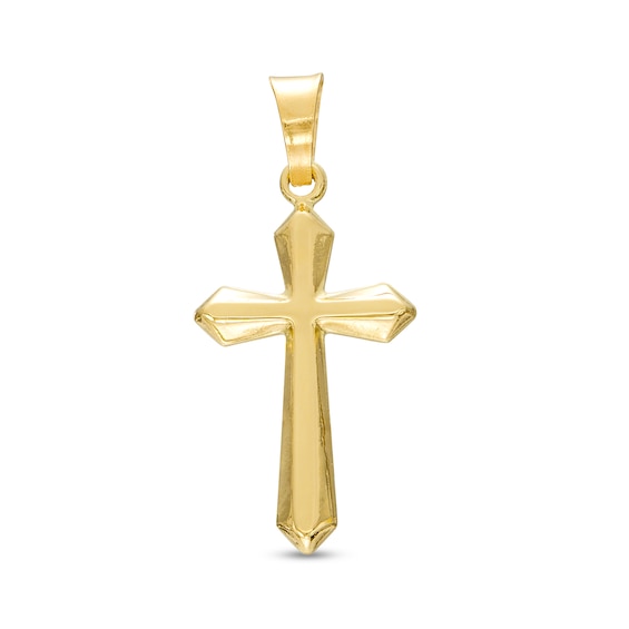Flared Cross Necklace Charm in 14K Gold