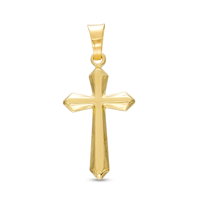 Flared Cross Necklace Charm in 14K Gold