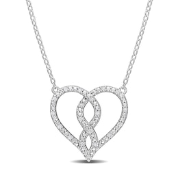 0.09 CT. T.W. Diamond Infinity Heart Necklace in Sterling Silver - 17"