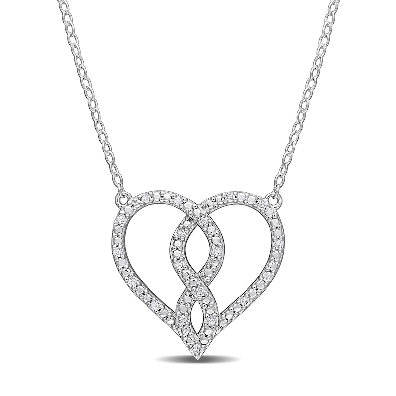 0.09 CT. T.W. Diamond Infinity Heart Necklace in Sterling Silver - 17"