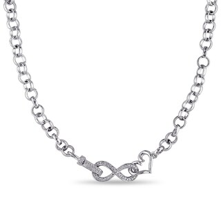 0.09 CT. T.W. Diamond Interlocking Heart and Infinity Necklace in Sterling Silver - 17"