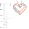 0.20 CT. T.W. Diamond Double Open Heart Pendant in Sterling Silver with Rose Rhodium