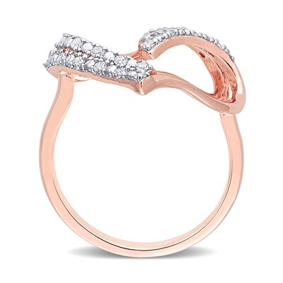 0.20 CT. T.W. Diamond Double Row Heart Ring in Sterling Silver with Rose Rhodium