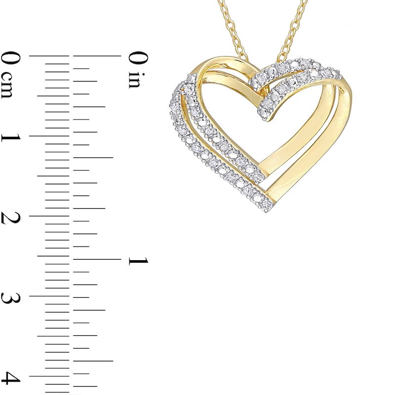 0.20 CT. T.W. Diamond Layered Double Heart Pendant in Sterling Silver with Yellow Rhodium