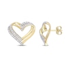 Thumbnail Image 1 of 0.20 CT. T.W. Diamond Layered Double Heart Stud Earrings in Sterling Silver with Yellow Rhodium