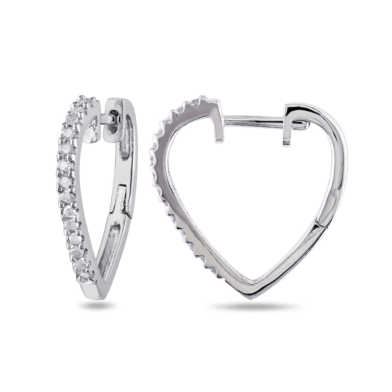 0.25 CT. T.W. Diamond Heart-Shaped Hoop Earrings in Sterling Silver
