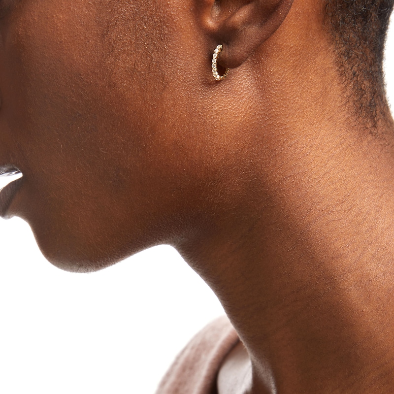 Main Image 2 of Cubic Zirconia Huggie Hoop Earrings in 14K Gold
