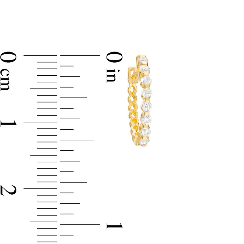 Main Image 3 of Cubic Zirconia Huggie Hoop Earrings in 14K Gold