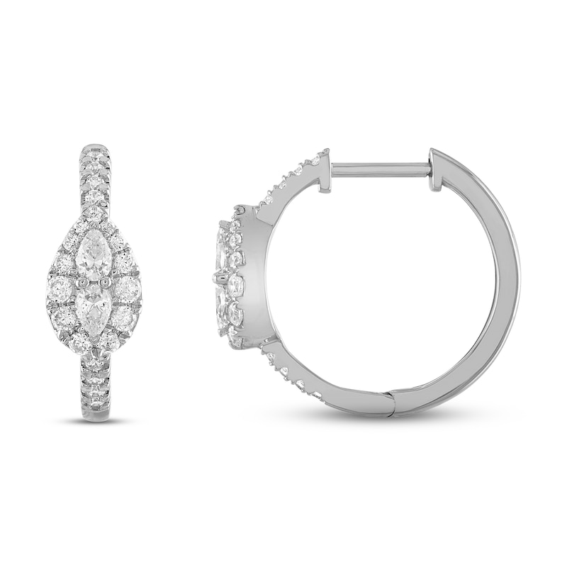 Forever Connected 0.50 CT. T.W. Pear-Shaped Diamond Frame Hoop Earrings in 10K White Gold