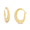Thumbnail Image 1 of 20.0mm Stamped Heart Textured Hoop Earrings in 10K Gold