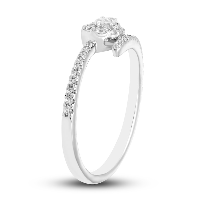 Forever Connected 0.33 CT. T.W. Pear-Shaped Diamond Frame Bypass Ring in 10K White Gold