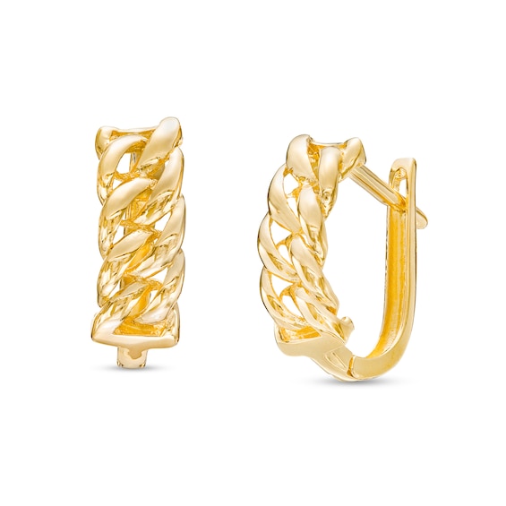 Curb Chain Huggie Hoop Earrings in 10K Gold